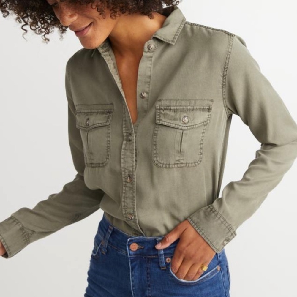 Marine Layer Olive Utility Button-Down Shirt